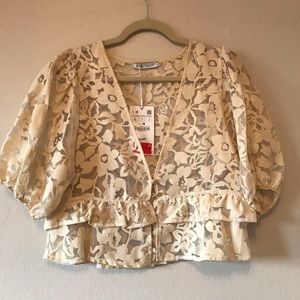 Sheer floral Zara blouse NWT